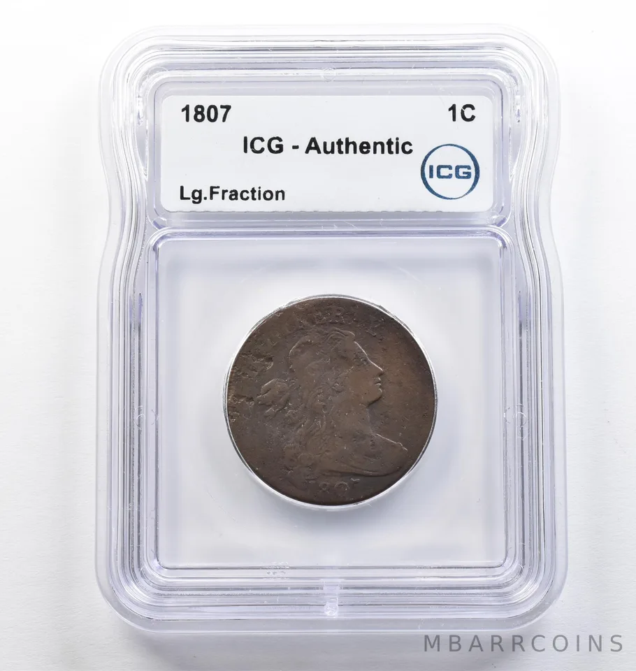1807 Draped Bust Large Cent Large Fraction Authentic ICG *9446