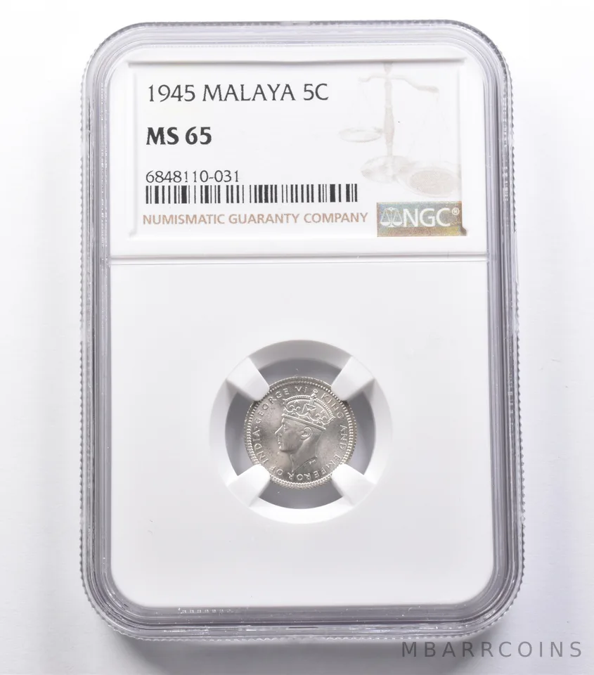 MS65 1945 Malaya 5 Cents NGC a5333