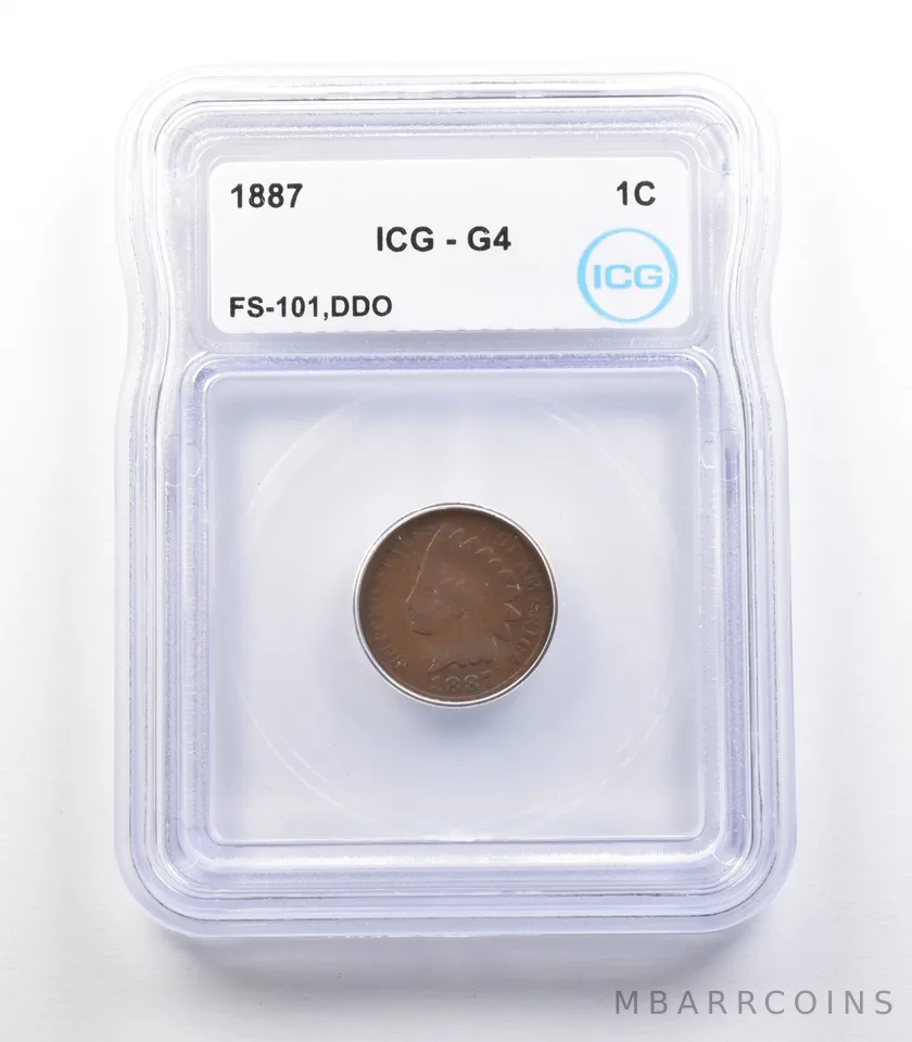 1887 Indian Head Cent Mint Error FS-101 DDO G4 ICG *2339