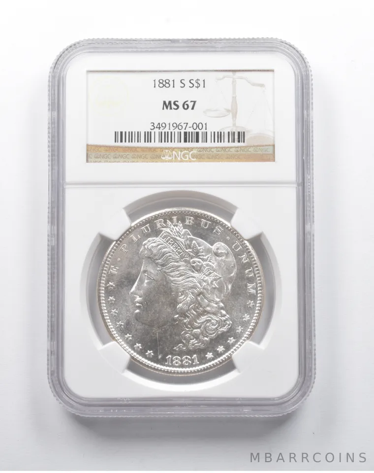 MS67 1881-S Morgan Silver Dollar NGC *8121