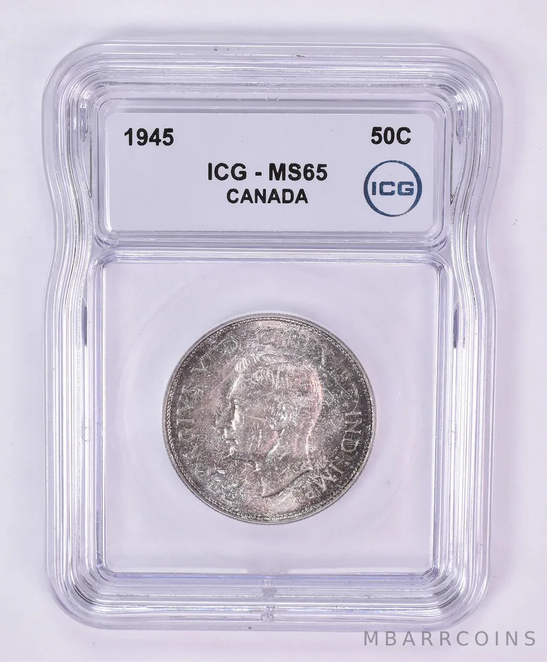 1945 Canada 50 Cents MS65 ICG Beautiful Tone *1187