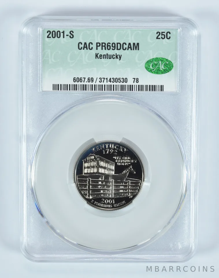 2001-S Washington State Quarter Kentucky PR69 DCAM CAC CACg