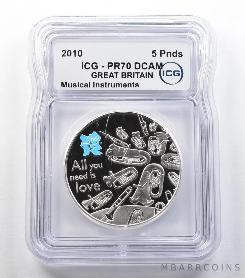 2010 Great Britain 5 Pounds Silver Musical Instruments PR70 DCAM ICG a3659