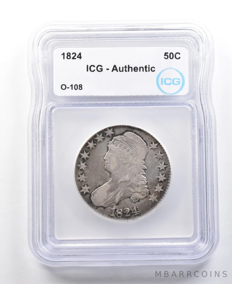 1824 Capped Bust Half Dollar O-108 Authentic ICG *2983