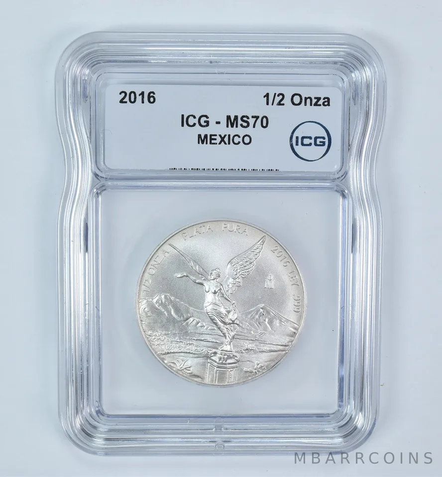2016 Mo Mexico 1/2 Onza Silver Libertad MS70 ICG