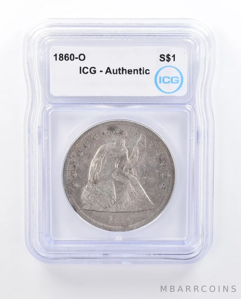 1860-O Seated Liberty Silver Dollar Authentic ICG *3498
