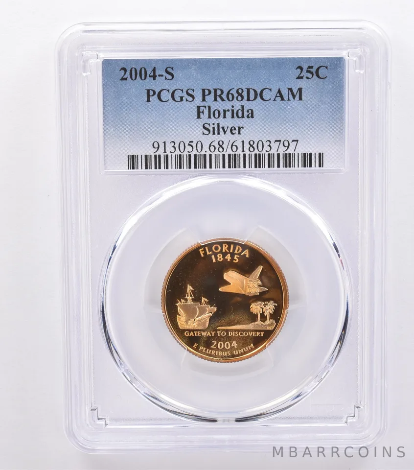 2004-S Washington State Quarter Florida Silver PR68 DCAM PCGS Nice Tone *8754