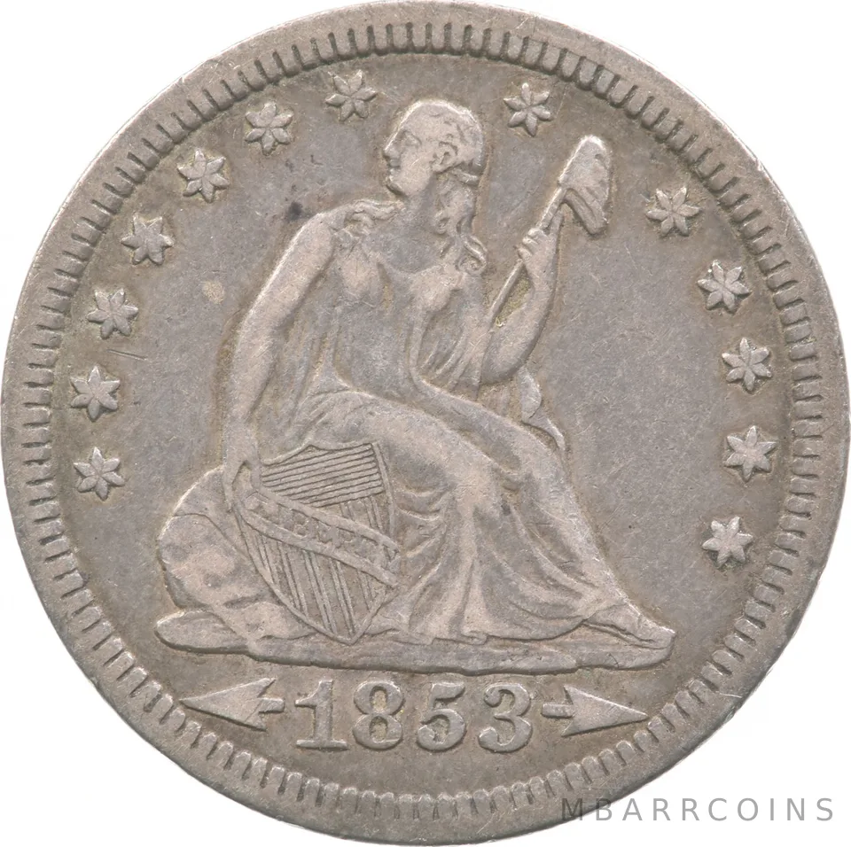 1853 Seated Liberty Quarter Arrows a7615