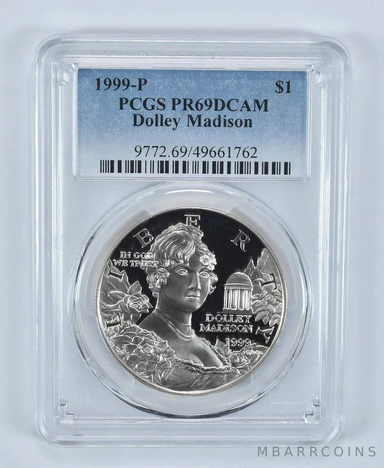1999-P Dolley Madison Commemorative Dollar PR69 DCAM PCGS Blue Label