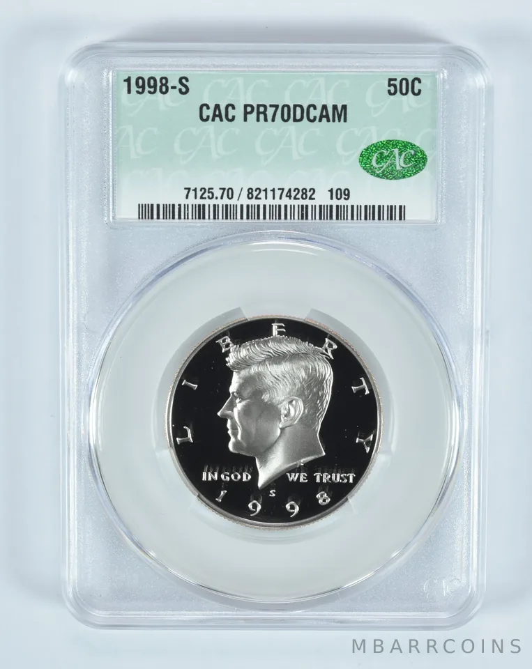 1998-S Kennedy Half Dollar PR70 DCAM CAC CACg