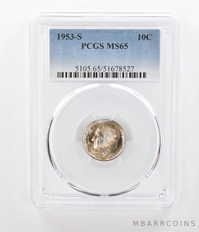 1953-S Roosevelt Dime MS65 PCGS Beautiful Tone *1170