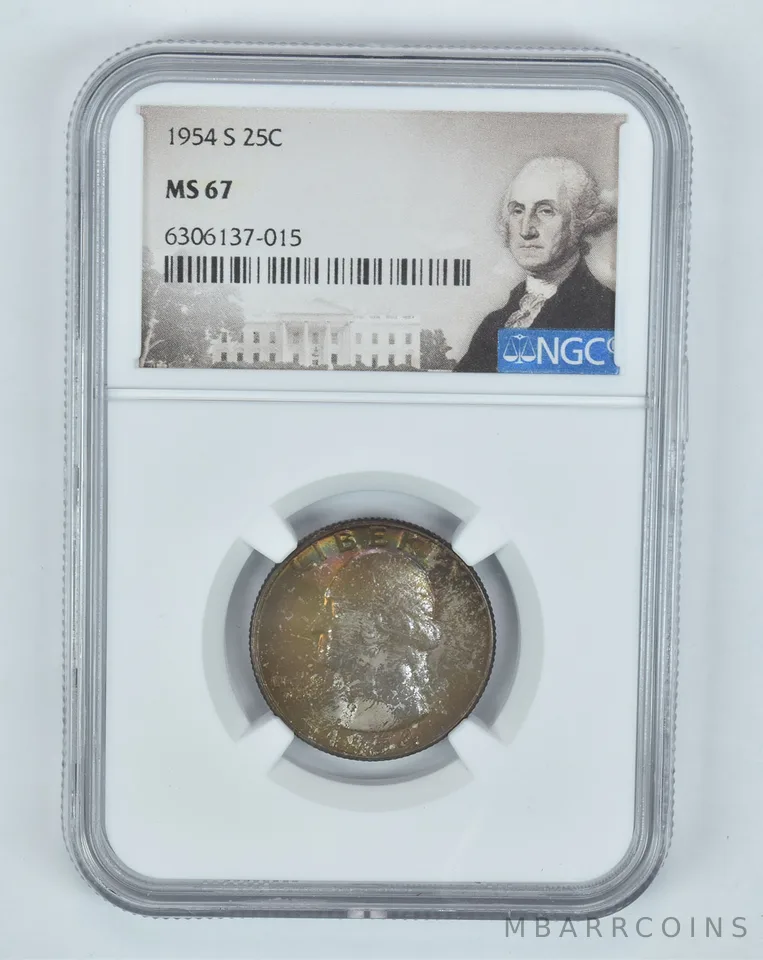 MS67 1954-S Washington Quarter - Graded NGC Original Tone a8176