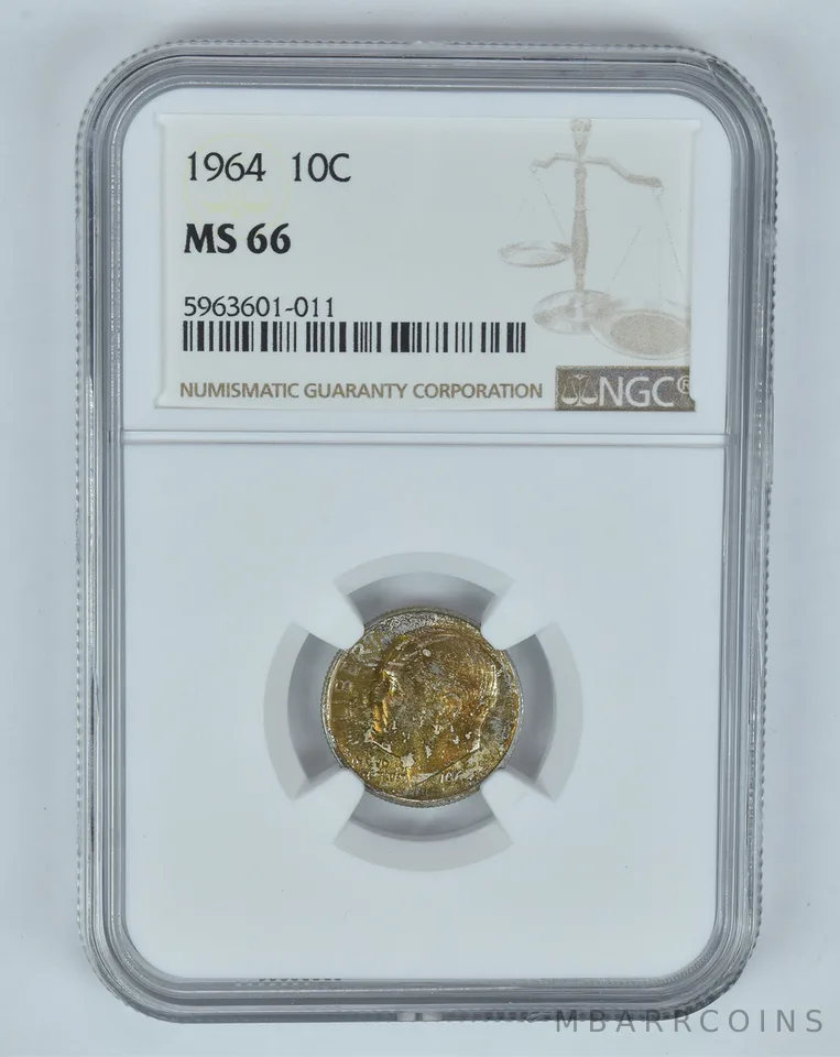 MS66 1964 Roosevelt Dime - Graded NGC Toned! a9020