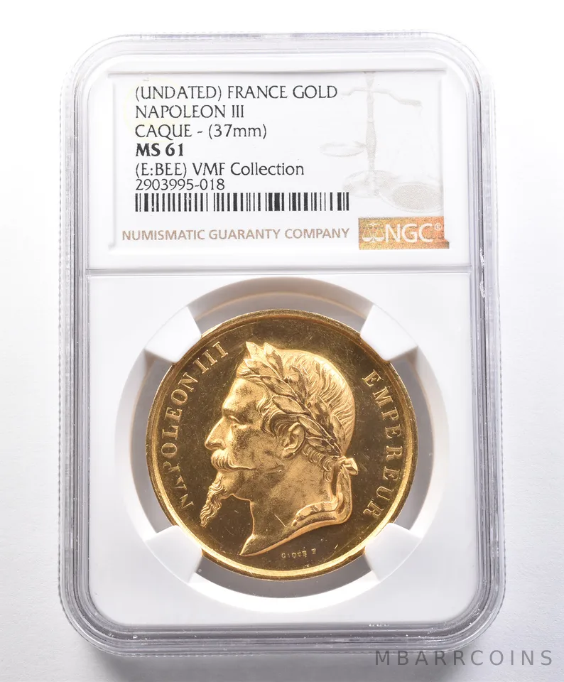 (1800's) France Gold Medal Napoleon III Caque MS61 NGC .887 *4100