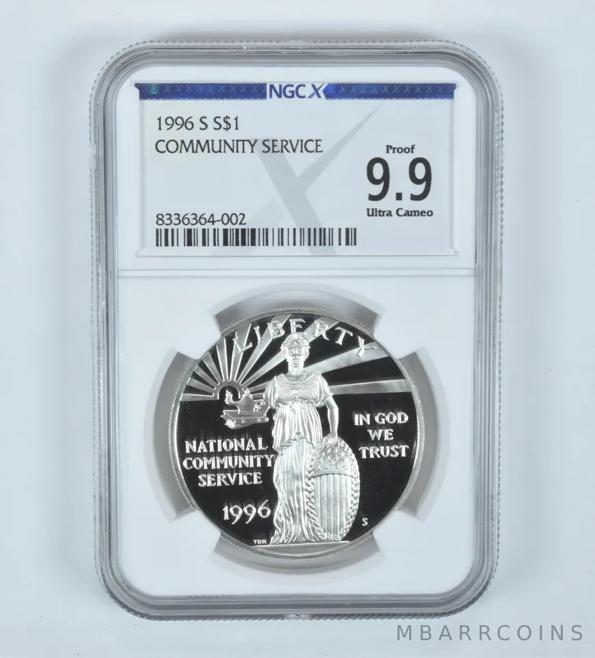 1996-S Community Service Commemorative Silver Dollar Proof 9.9 UCAM NGC X