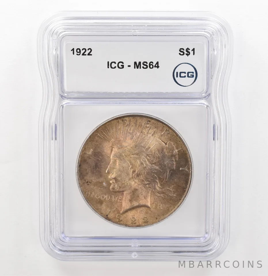 1922 Peace Silver Dollar MS64 ICG Beautiful Tone a3918
