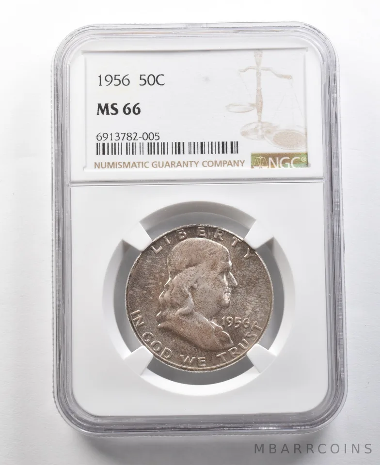 1956 Franklin Half Dollar MS66 NGC GREAT Color *0316