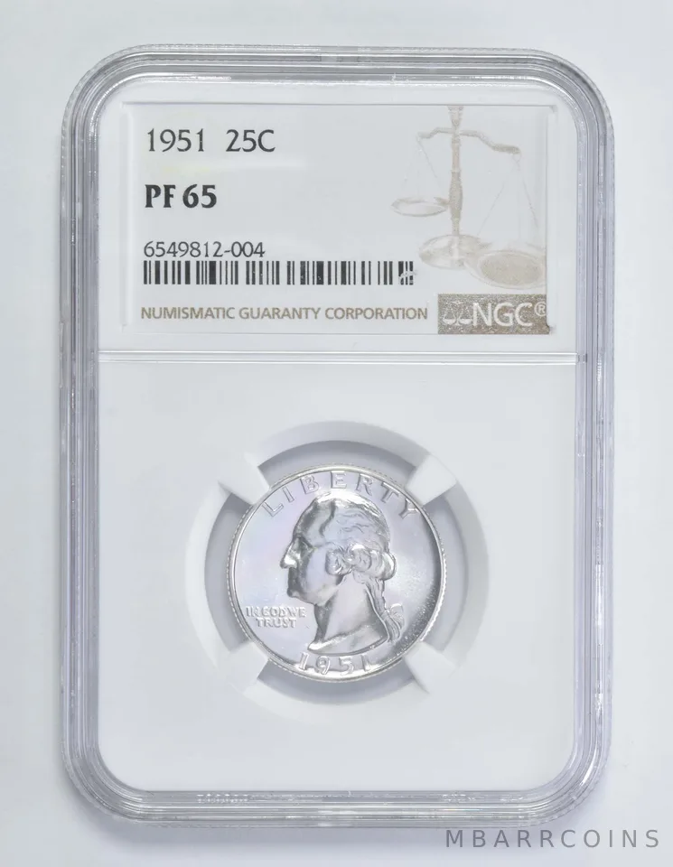 1951 Washington Quarter PF65 NGC Brown Lbl