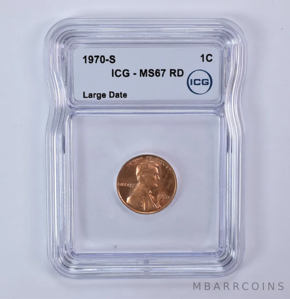 1970-S Lincoln Memorial Cent Large Date MS67 RD ICG