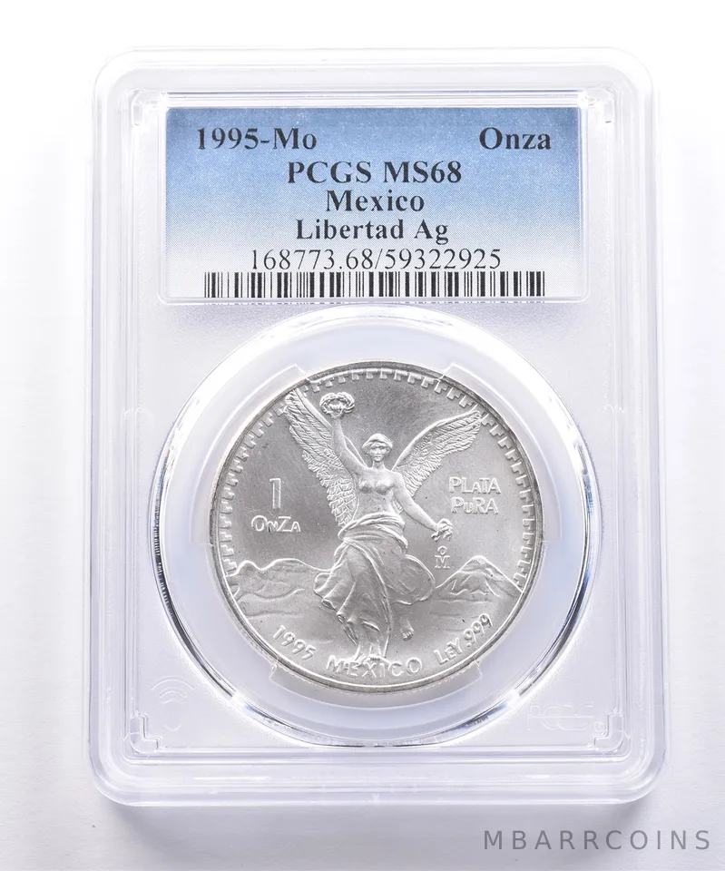 1995 Mo Mexico 1 Onza Silver Libertad MS68 PCGS Blue Label