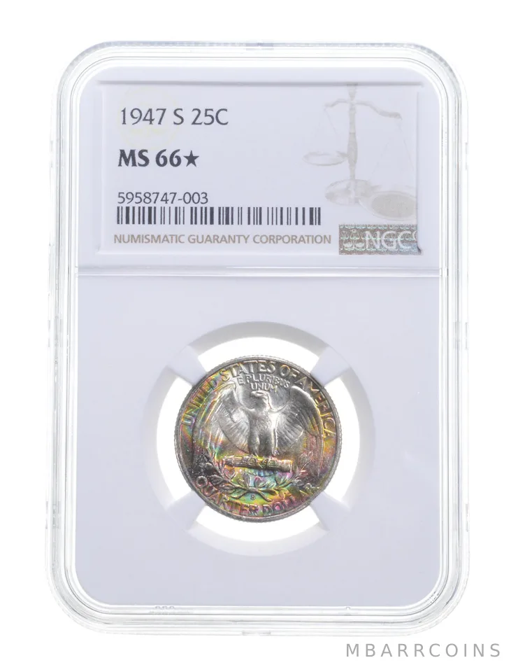 MS66* 1947-S Washington Quarter - Graded NGC *4814