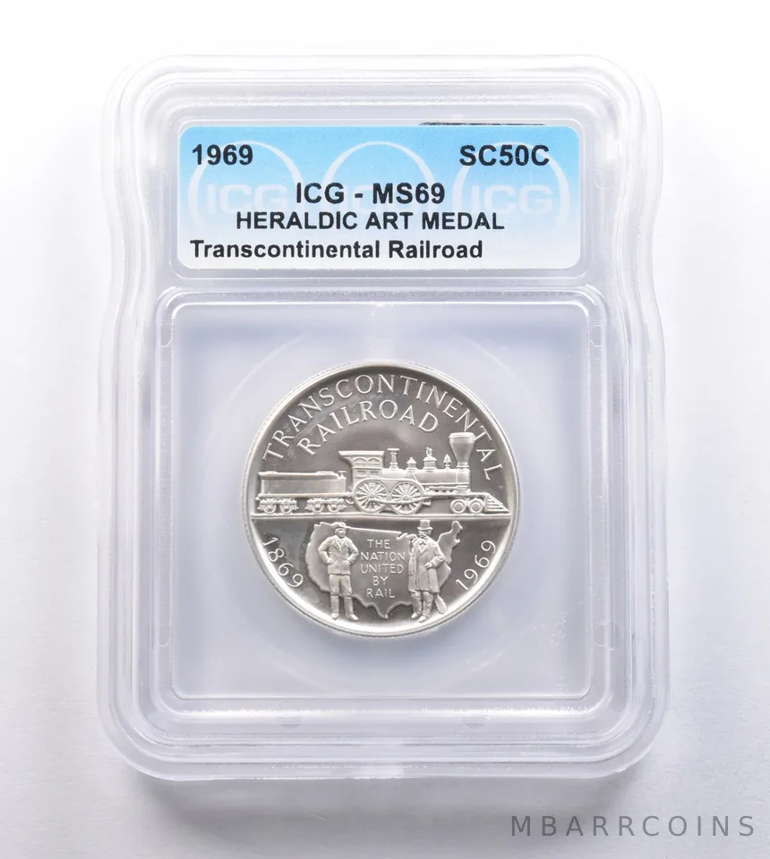 1969 So Called Half Dollar Transcontinental Railroad MS69 ICG
