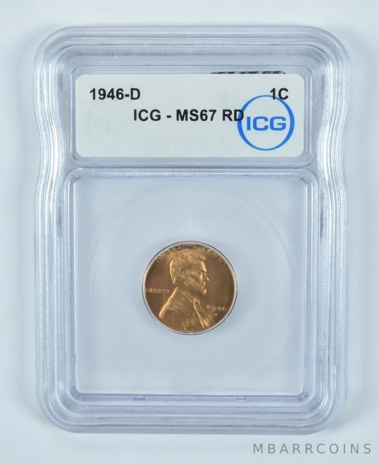 1946-D Lincoln Wheat Cent MS67 RD ICG