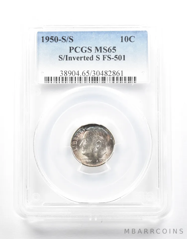 1950-S/S Roosevelt Dime S/Inverted S FS-501 MS65 PCGS *2148