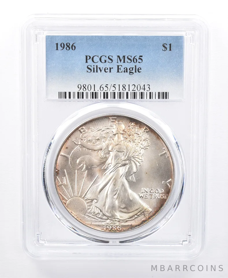 1986 American Silver Eagle MS65 PCGS Beautiful Tone *8634