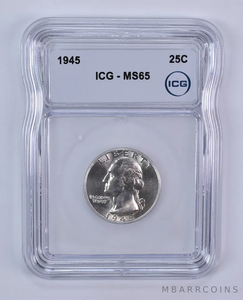 1945 Washington Quarter MS65 ICG