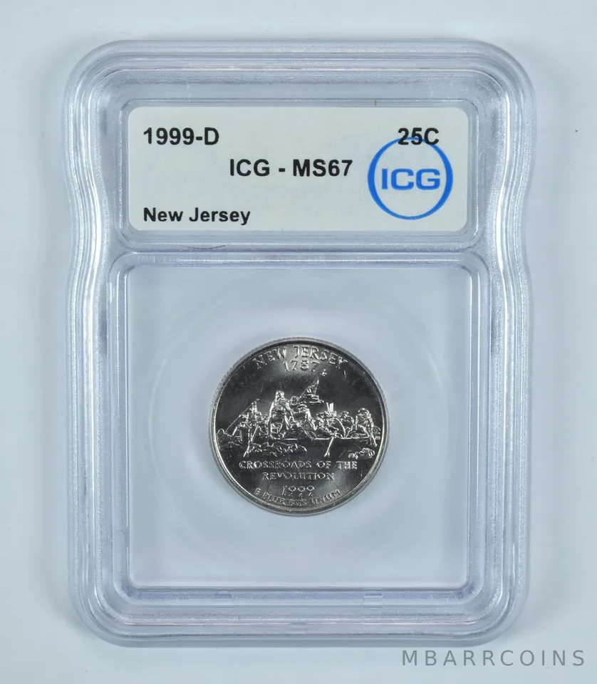 1999-D Washington State Quarter New Jersey MS67 ICG