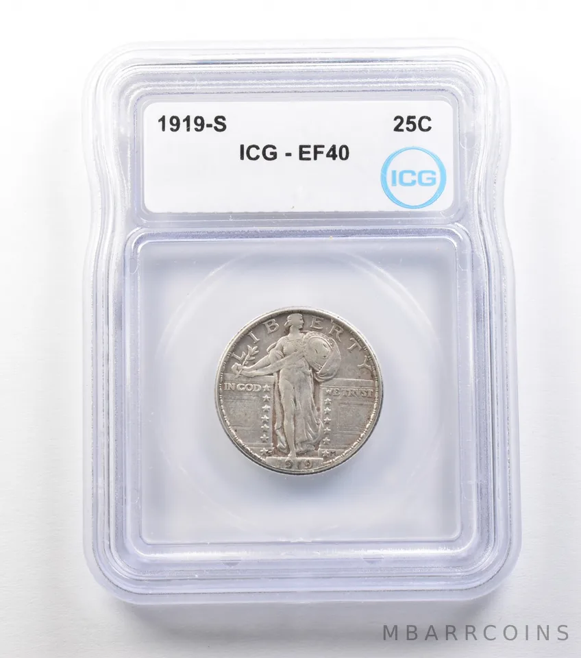 1919-S Standing Liberty Quarter EF40 ICG a1498