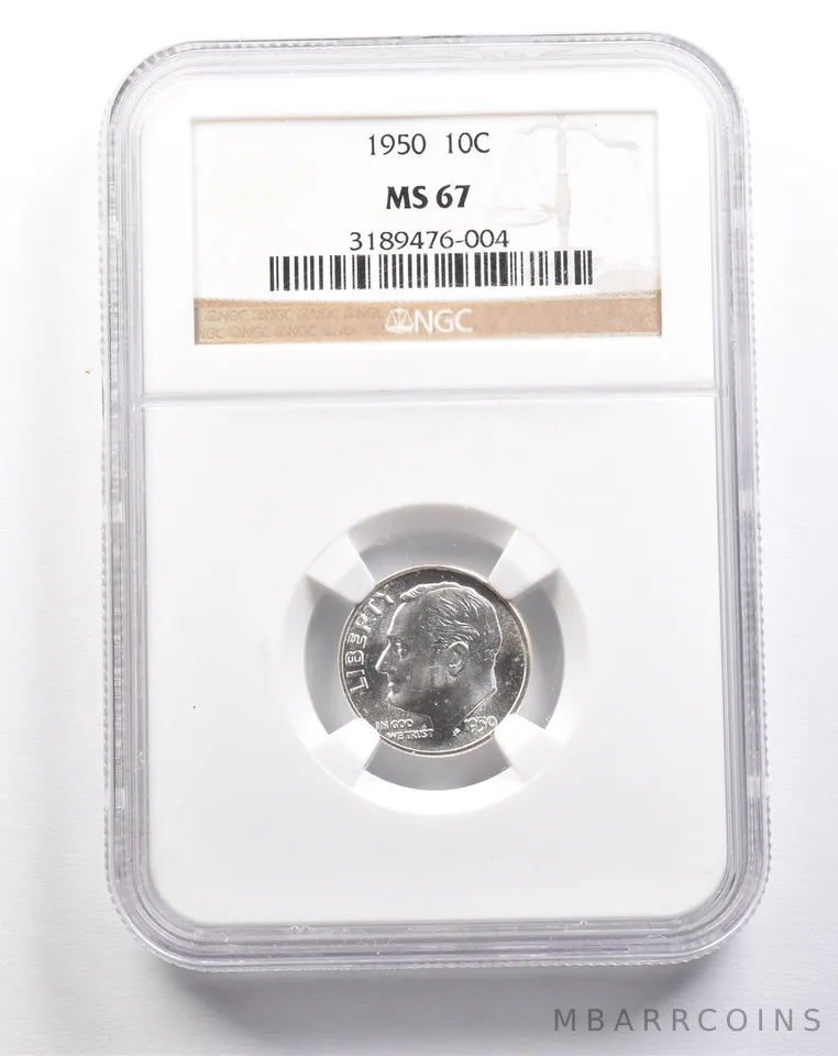 1950 Roosevelt Dime MS67 NGC a4876