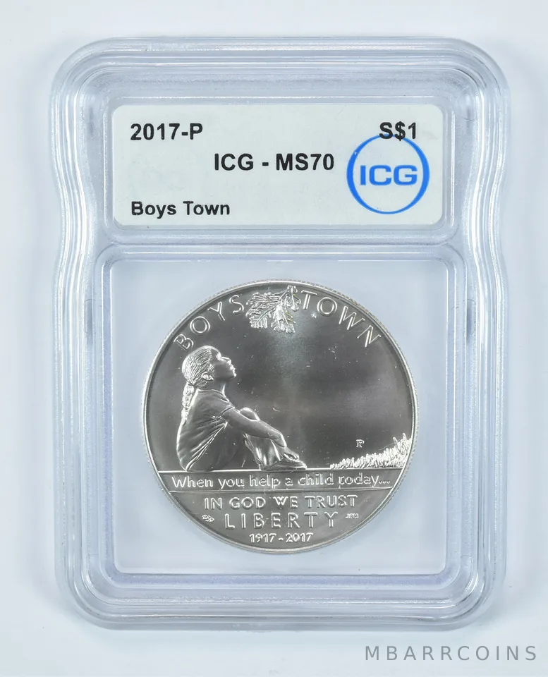 2017-P Boys Town Commemorative Silver Dollar MS70 ICG