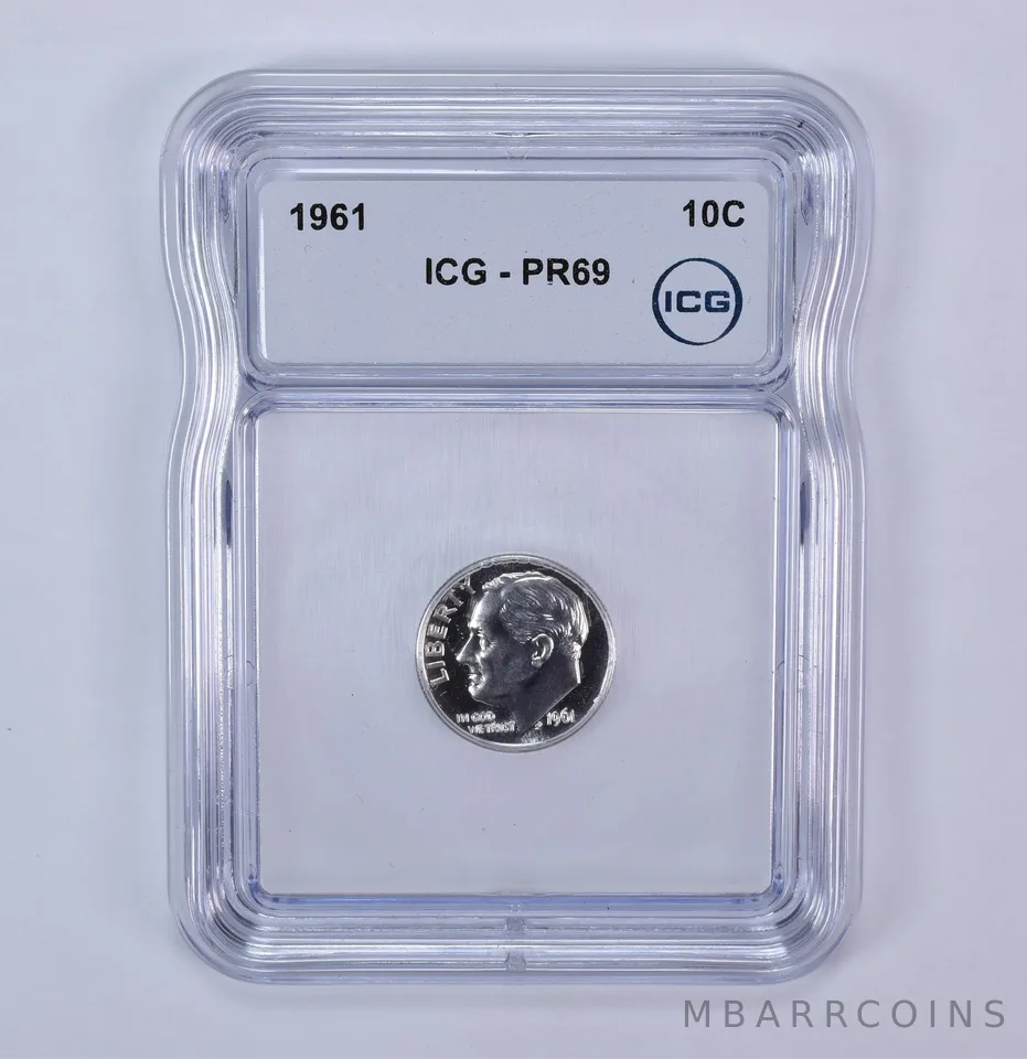 1961 Roosevelt Dime PR69 ICG
