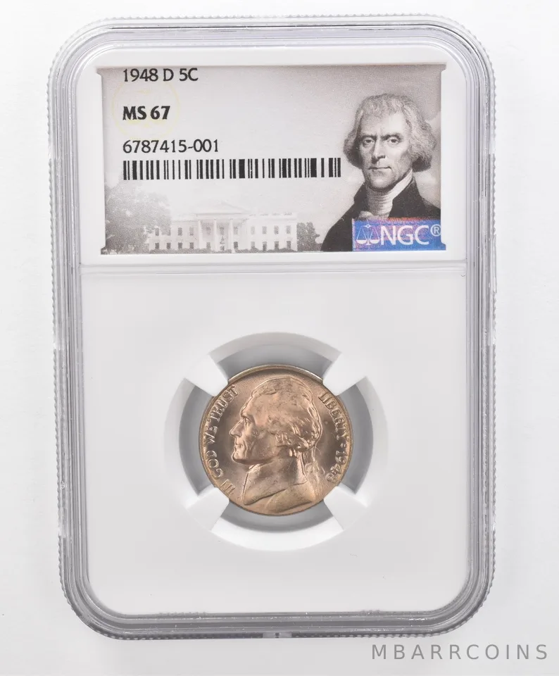 1948-D Jefferson Nickel MS67 NGC Beautiful Tone *2692