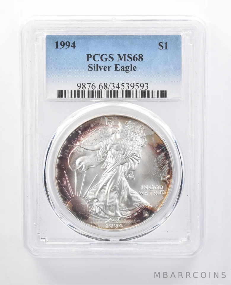 1994 American Silver Eagle MS68 PCGS Peripheral Tone *8039