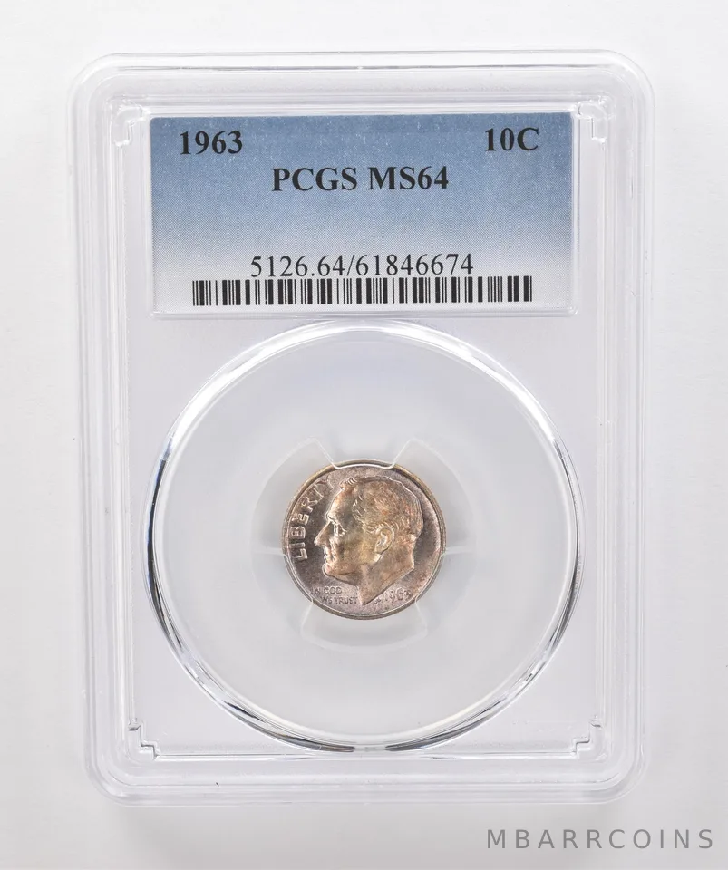 1963 Roosevelt Dime MS64 PCGS Beautiful Tone *1852