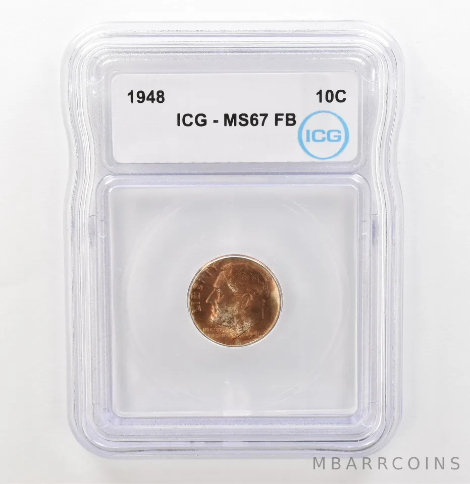 1948 Roosevelt Dime MS67 FB ICG Beautiful Tone a3905
