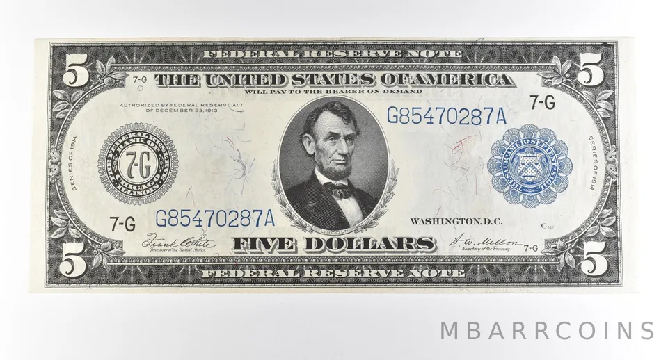 1914 $5 Chicago IL FRN Large Note Blue Seal *2740