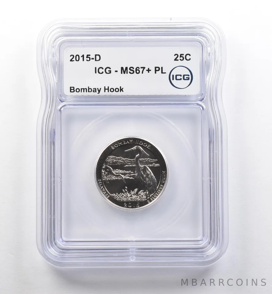 2015-D Washington Quarter ATB Bombay Hook MS67+ PL ICG *7467