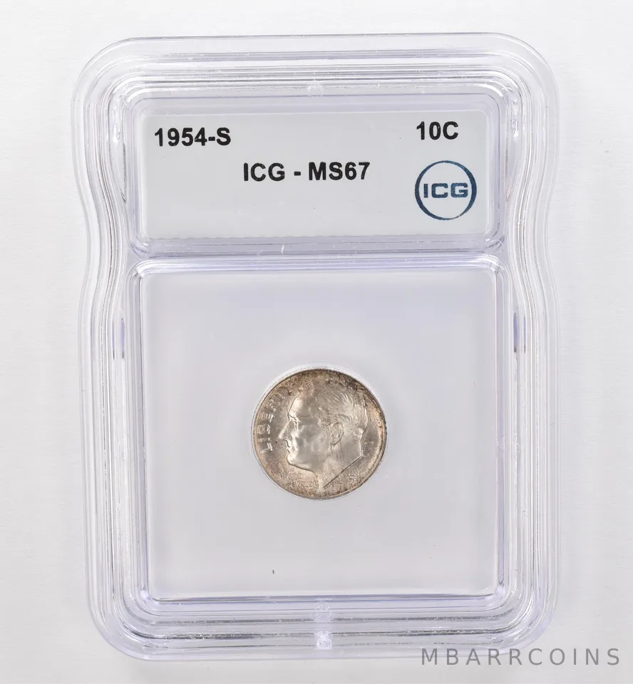 1954-S Roosevelt Dime MS67 ICG Peripheral Tone *9507
