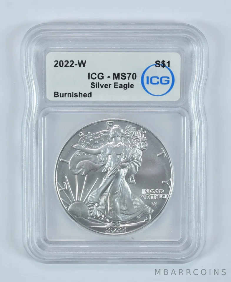 2022-W Burnished Silver Eagle MS70 ICG
