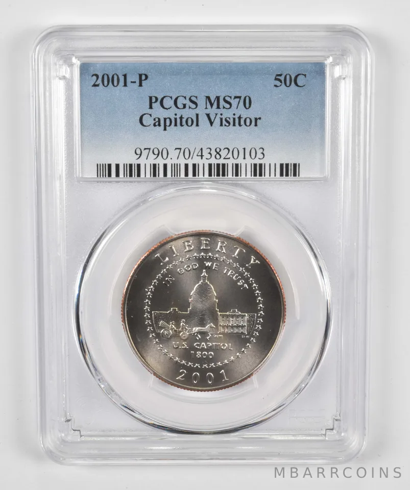 2001-P Capitol Visitor Commemorative Half Dollar MS70 PCGS Blue Label