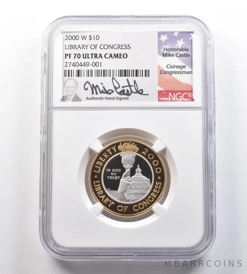 2000-W $10 Library of Congress Bimetallic Commemorative PF70 NGC Castle *2563