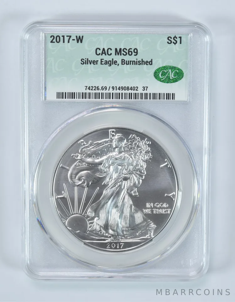 2017-W Burnished Silver Eagle MS69 CAC CACg