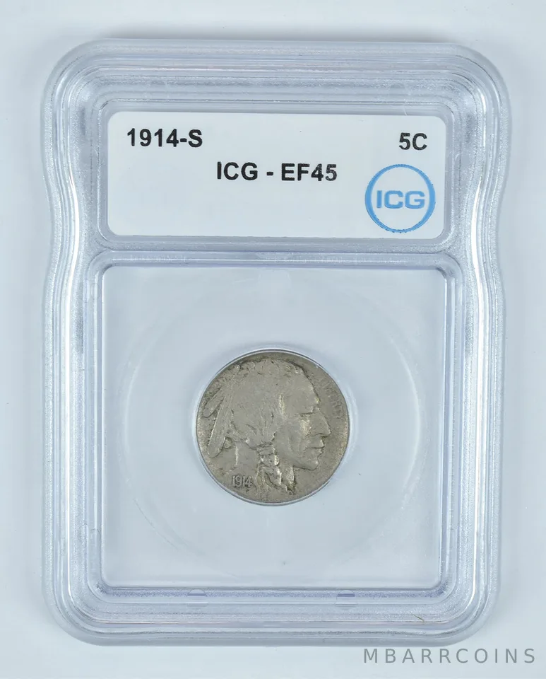 1914-S Indian Head Buffalo Nickel EF45 ICG *9164