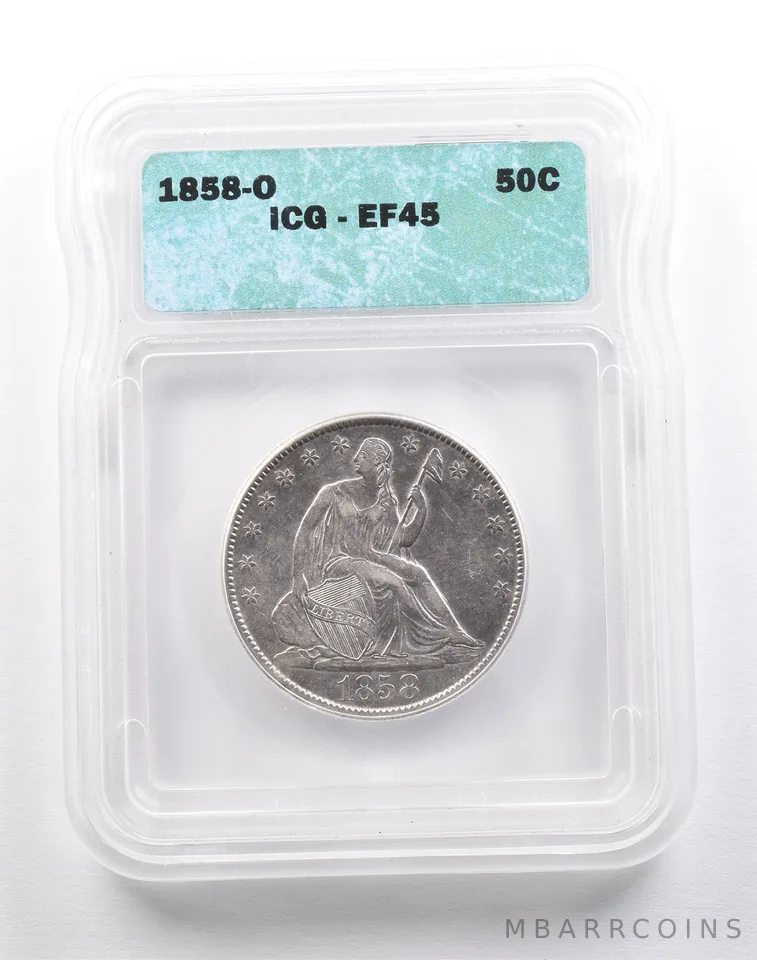 1858-O Seated Liberty Half Dollar EF45 ICG *2196
