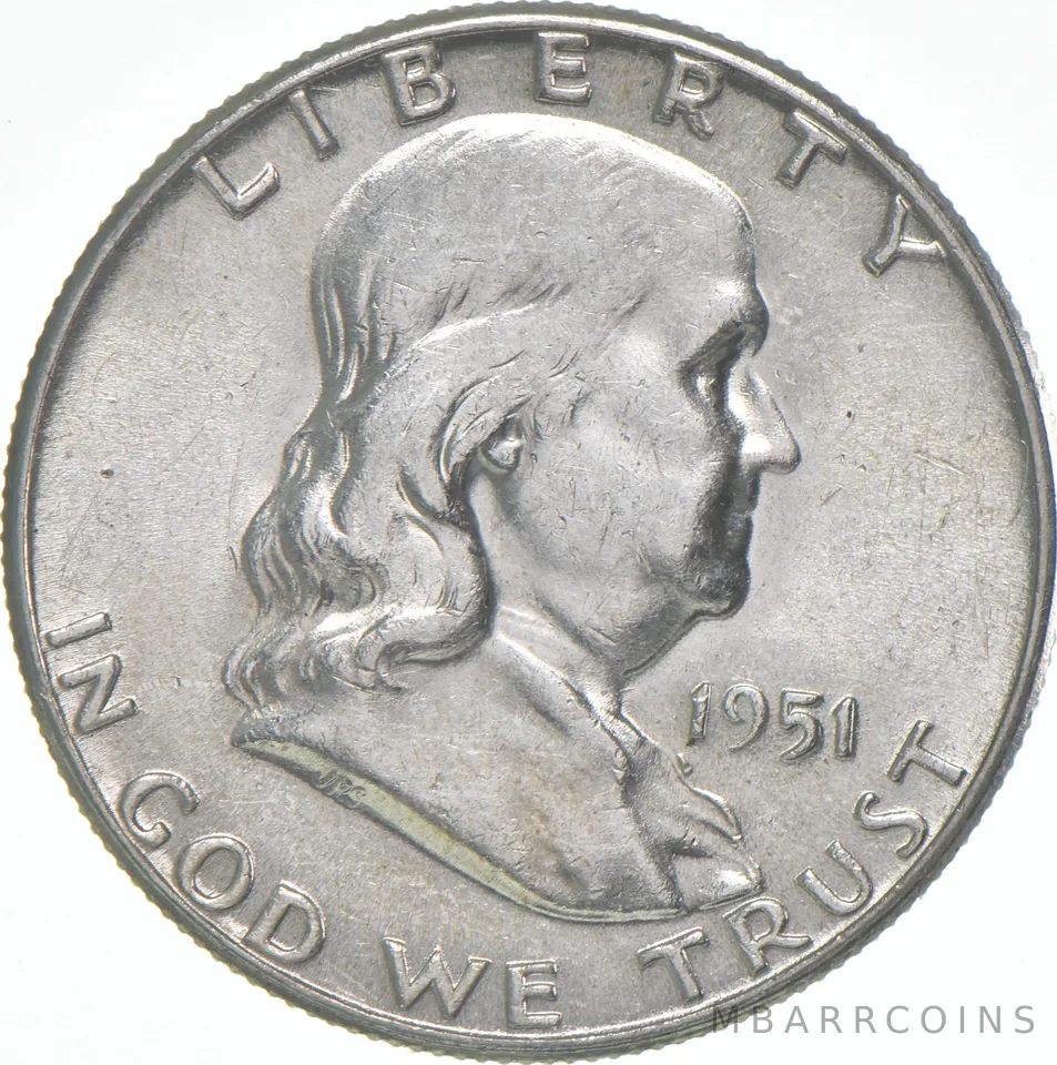 1951 Franklin Half Dollar AU 90% Silver