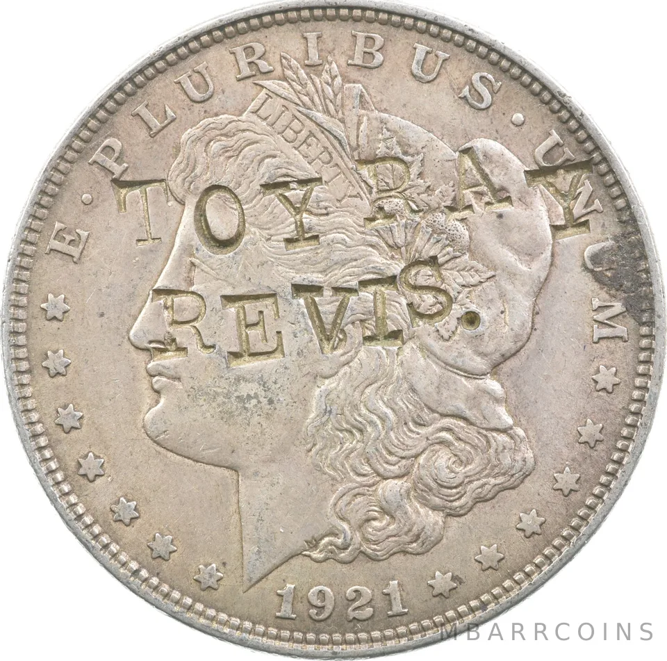 1921 Morgan Silver Dollar "Toy Ray Revis" Chopmarked *2822